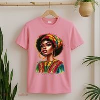 Black African American Woman Traditional African Attire Colors T-Shirt thumb 2