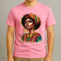 Black African American Woman Traditional African Attire Colors T-Shirt thumb 3