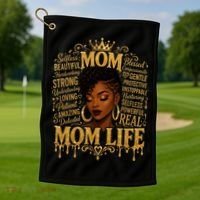 Black African American Mom Life Golf Towel thumb 1