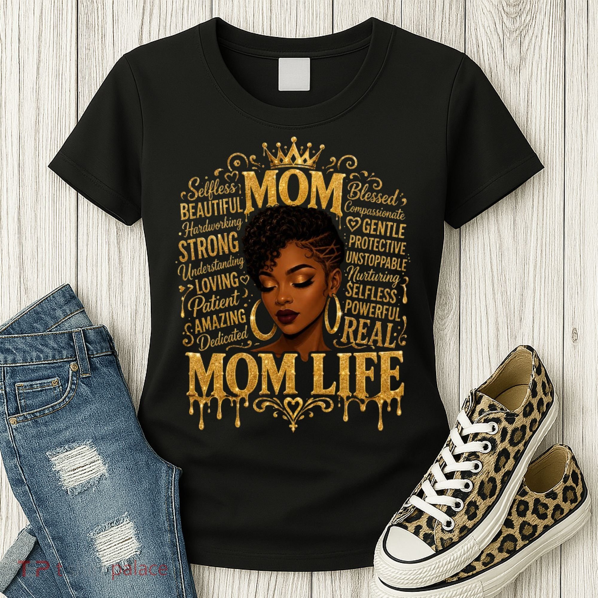 Black African American Mom Life Women's T-Shirt