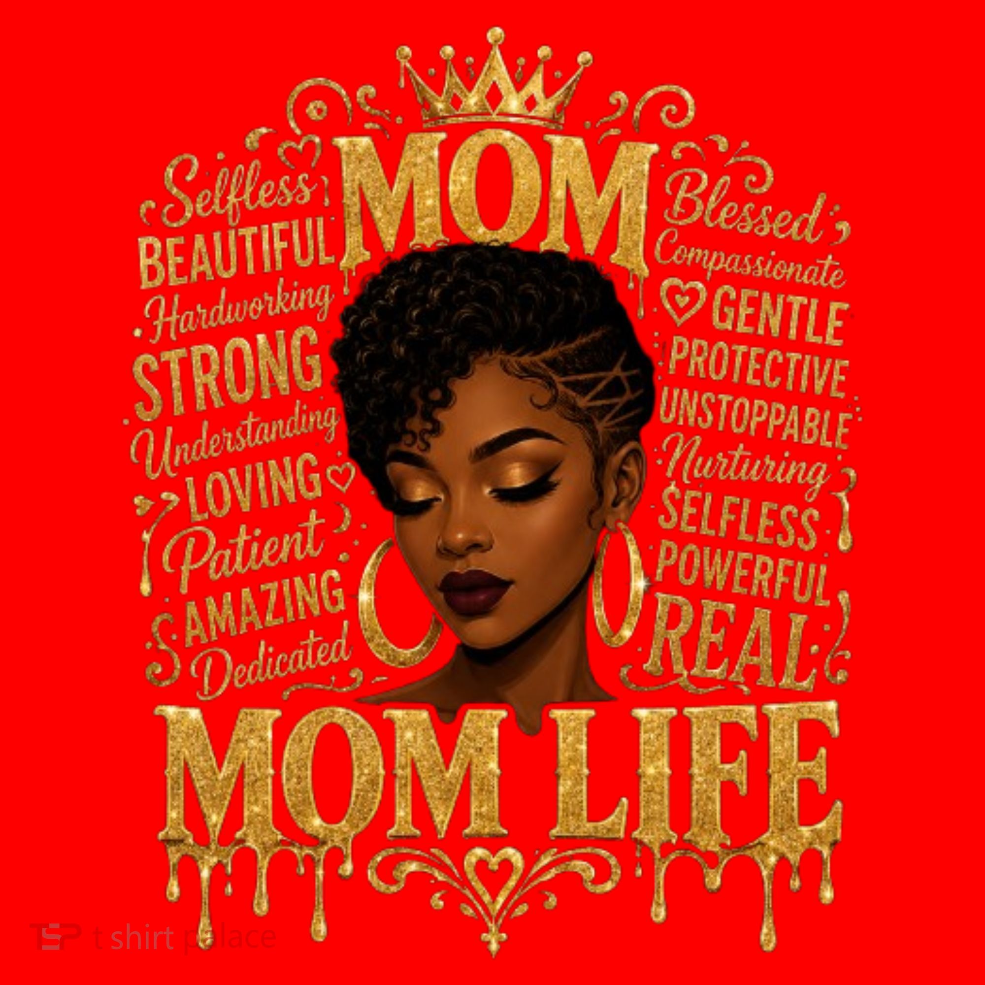 Black African American Mom Life Santa Hat