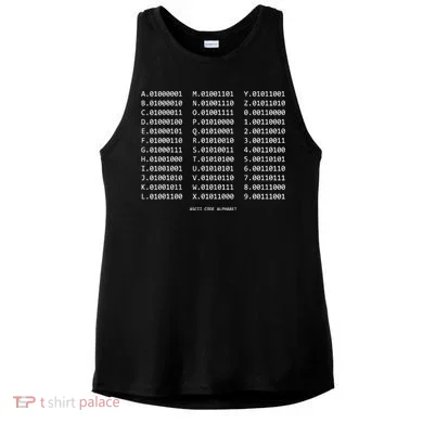 Binary Alphabet Abc + Numbers In Binary Code Ladies PosiCharge Tri-Blend Wicking Tank
