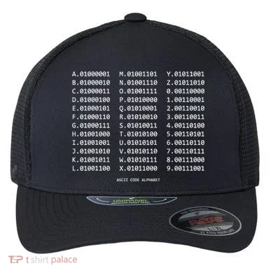 Binary Alphabet Abc + Numbers In Binary Code Flexfit Unipanel Trucker Cap