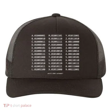 Binary Alphabet Abc + Numbers In Binary Code Yupoong Adult 5-Panel Trucker Hat