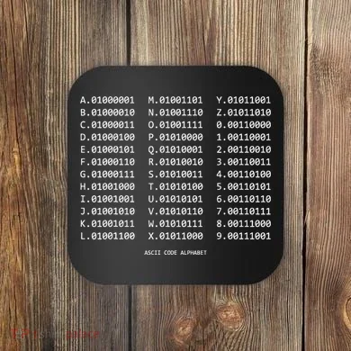 Binary Alphabet Abc + Numbers In Binary Code Coaster