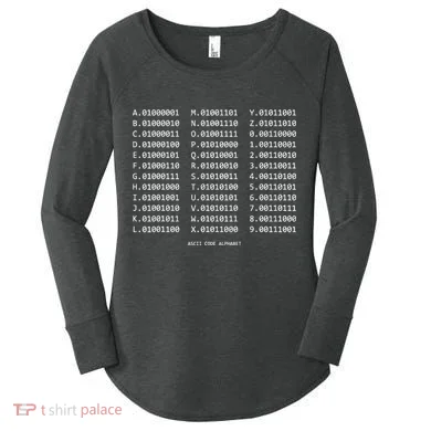 Binary Alphabet Abc + Numbers In Binary Code Women's Perfect Tri Tunic Long Sleeve Shirt