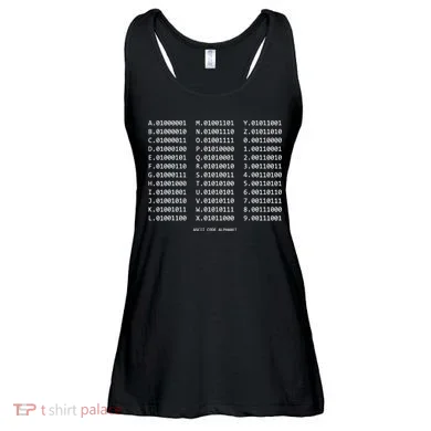 Binary Alphabet Abc + Numbers In Binary Code Ladies Essential Flowy Tank