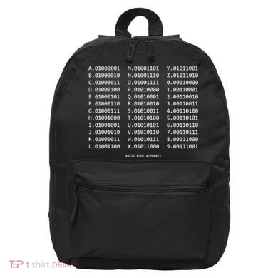 Binary Alphabet Abc + Numbers In Binary Code 16 in Basic Backpack