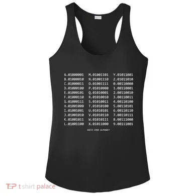 Binary Alphabet Abc + Numbers In Binary Code Ladies PosiCharge Competitor Racerback Tank