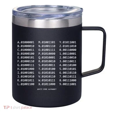 Binary Alphabet Abc + Numbers In Binary Code 12oz Stainless Steel Coffee Mug