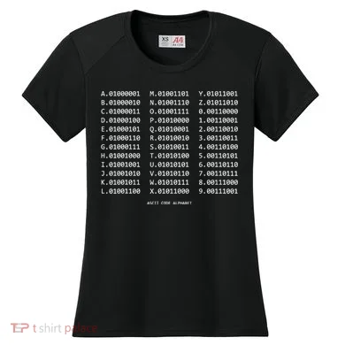 Binary Alphabet Abc + Numbers In Binary Code Women's Cooling Performance Crew T-Shirt