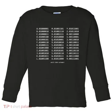 Binary Alphabet Abc + Numbers In Binary Code Toddler Long Sleeve