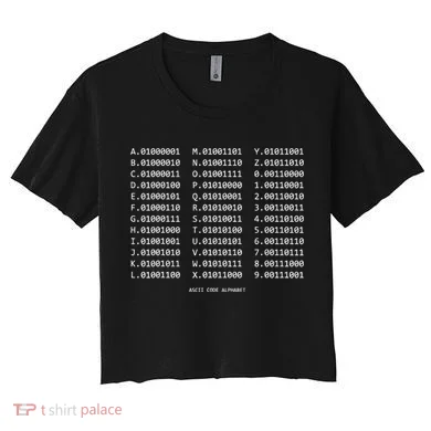 Binary Alphabet Abc + Numbers In Binary Code Women's Crop Top Tee