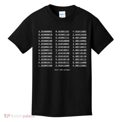 Binary Alphabet Abc + Numbers In Binary Code Kids T-Shirt