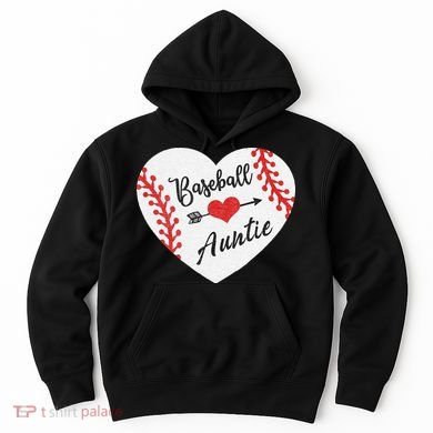 Baseball Auntie Aunt Heart Softball Hoodie