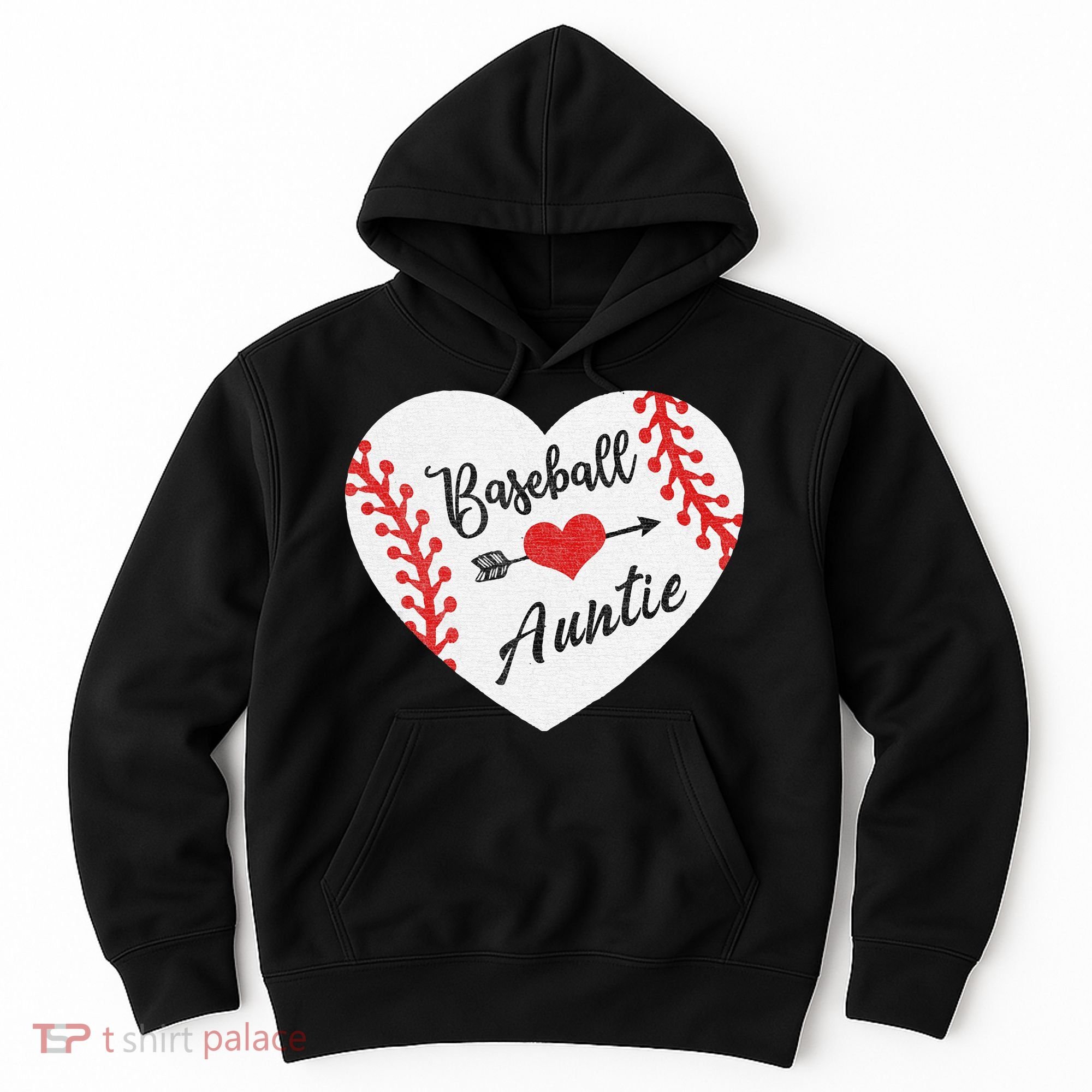 Baseball Auntie Aunt Heart Softball Hoodie