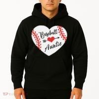 Baseball Auntie Aunt Heart Softball Hoodie thumb 2