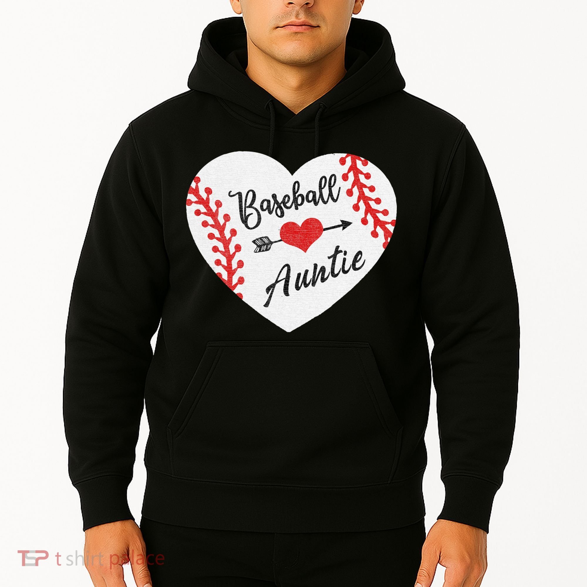 Baseball Auntie Aunt Heart Softball Hoodie