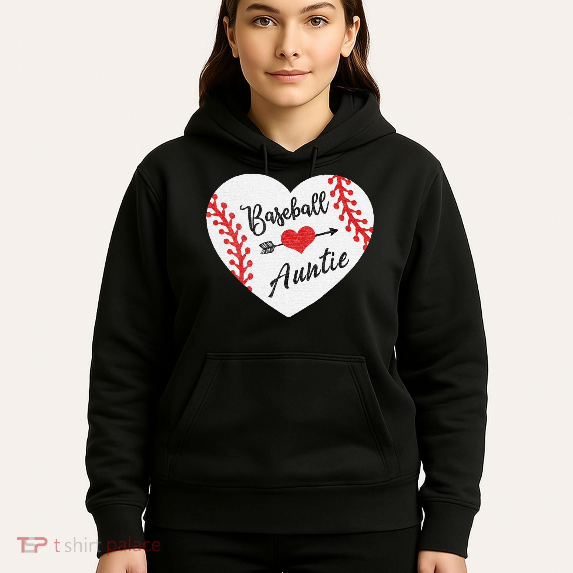 Baseball Auntie Aunt Heart Softball Hoodie