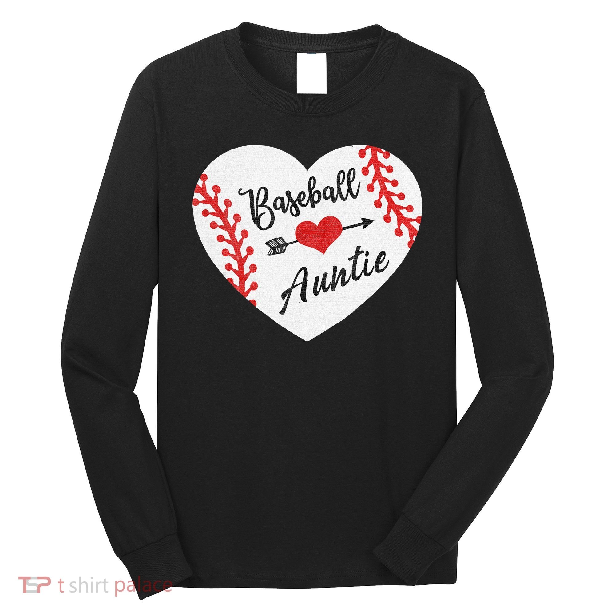 Baseball Auntie Aunt Heart Softball Long Sleeve Shirt