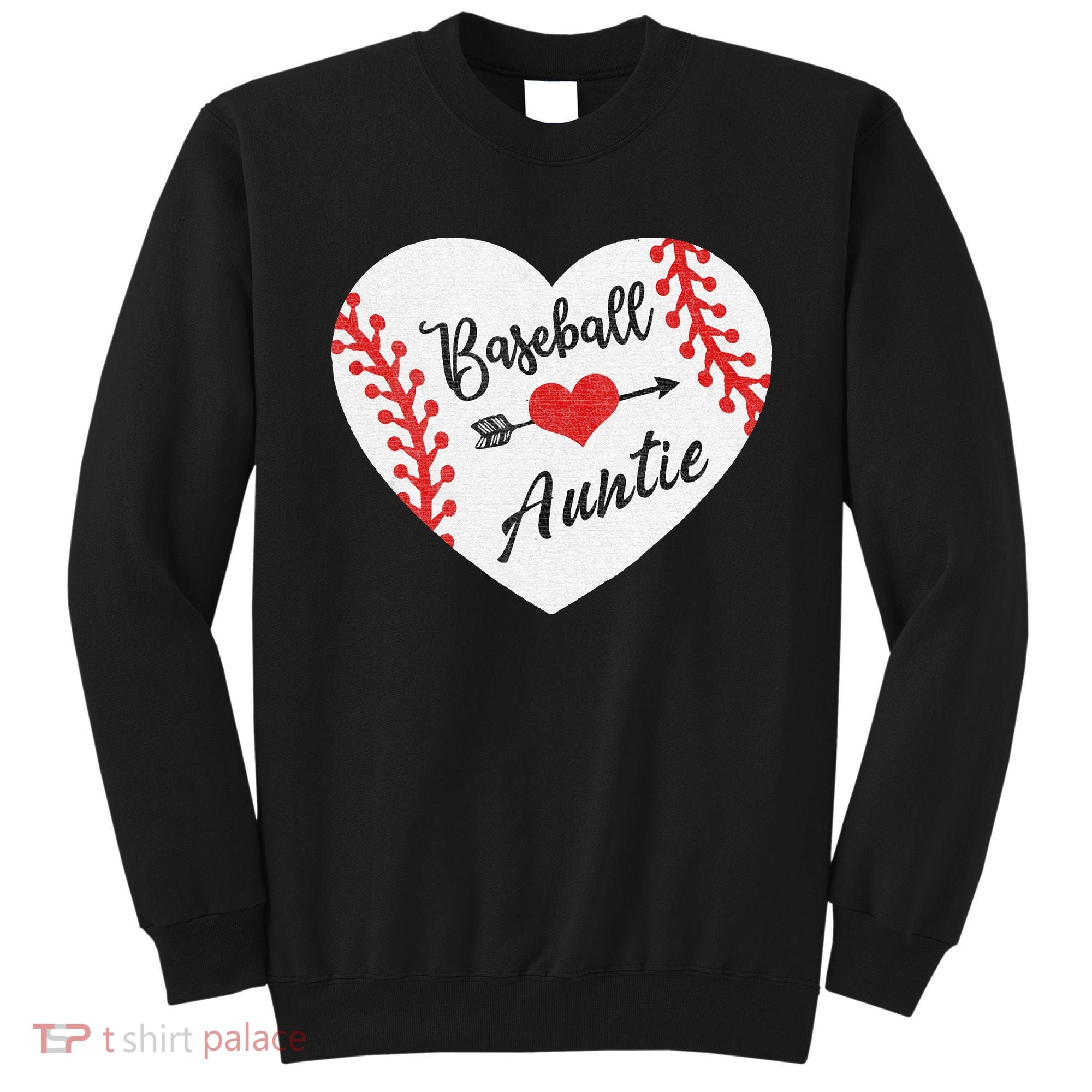 Baseball Auntie Aunt Heart Softball Sweatshirt