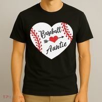 Baseball Auntie Aunt Heart Softball T-Shirt thumb 3