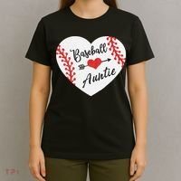 Baseball Auntie Aunt Heart Softball T-Shirt thumb 4