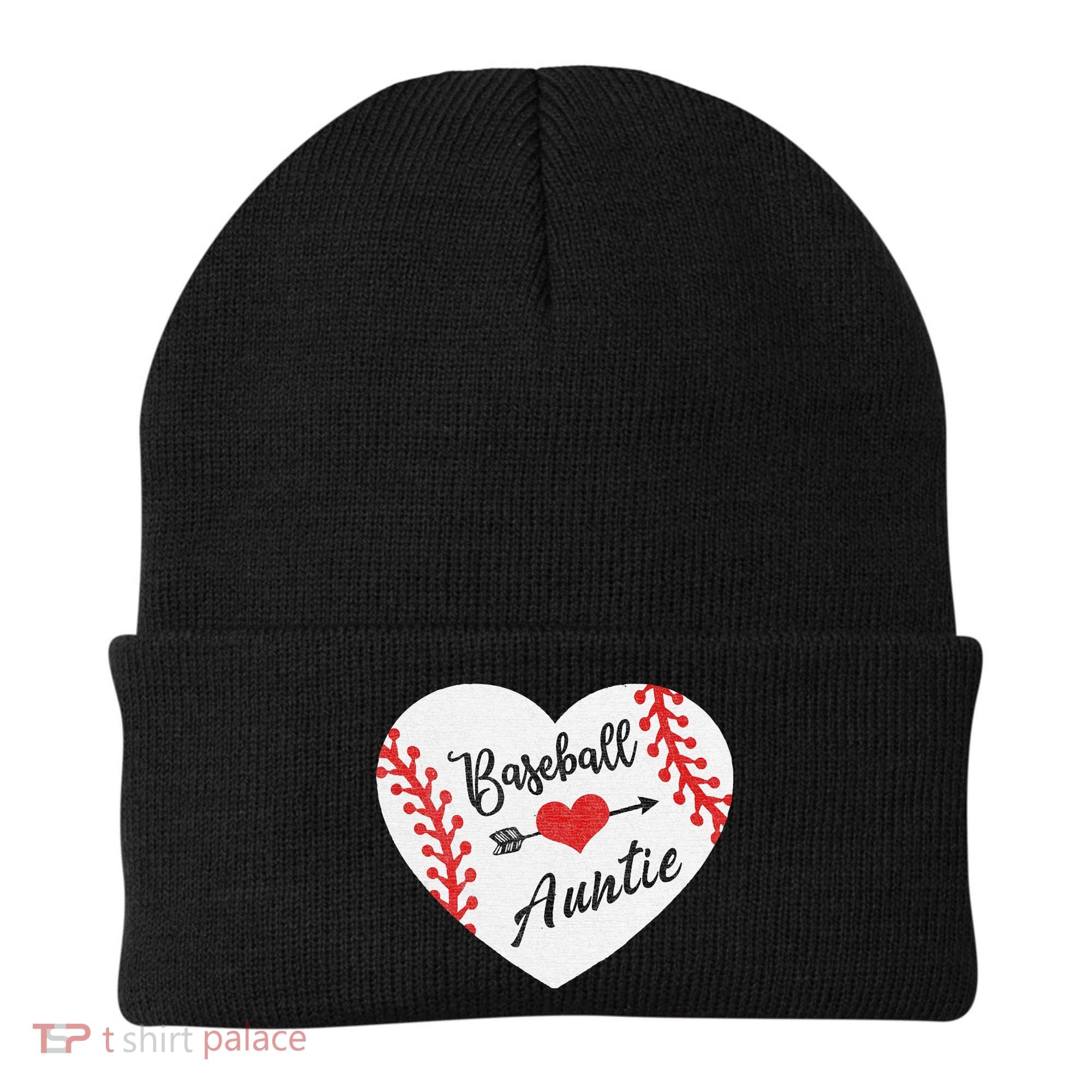 Baseball Auntie Aunt Heart Softball Beanie