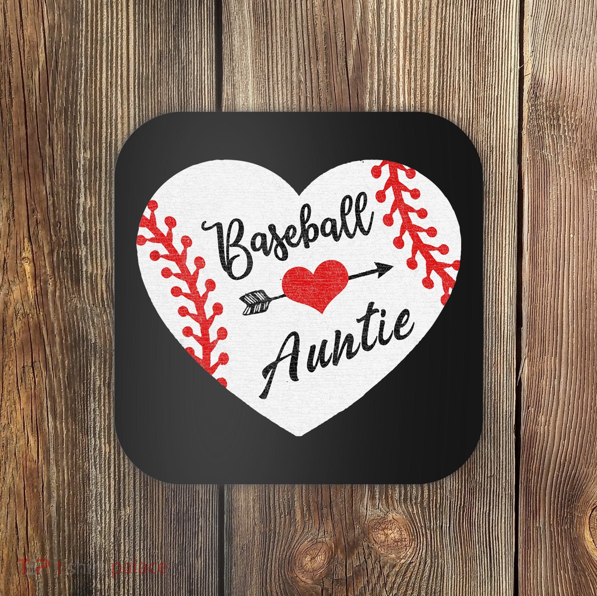 Baseball Auntie Aunt Heart Softball Coaster