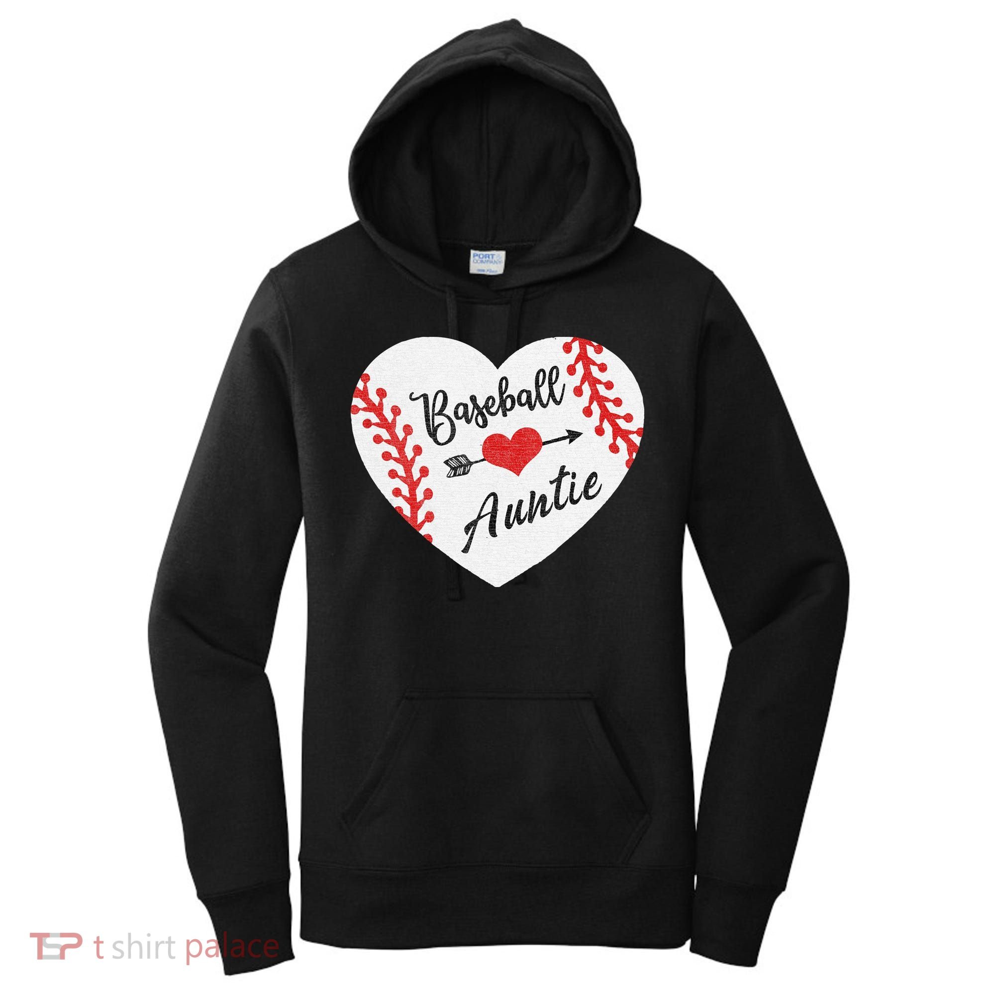 Baseball Auntie Aunt Heart Softball Women's Hoodie