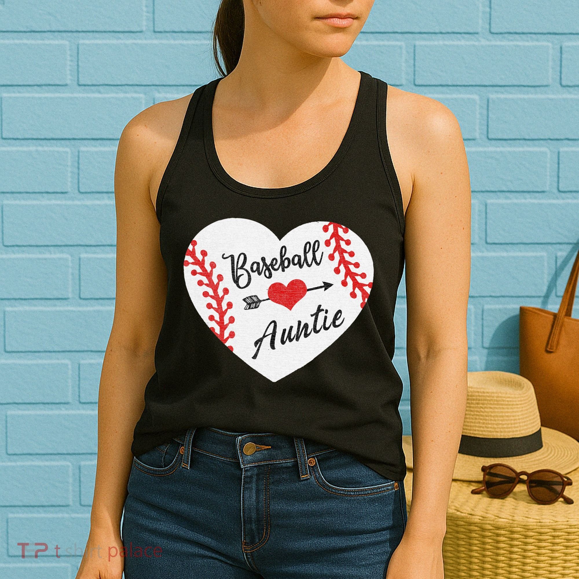 Baseball Auntie Aunt Heart Softball Women's Tank Top