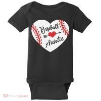 Baseball Auntie Aunt Heart Softball Baby Bodysuit thumb 0
