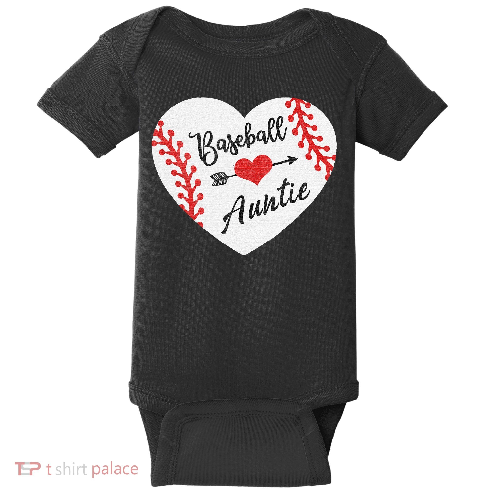 Baseball Auntie Aunt Heart Softball Baby Bodysuit