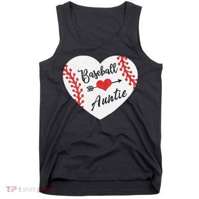 Baseball Auntie Aunt Heart Softball Tank Top