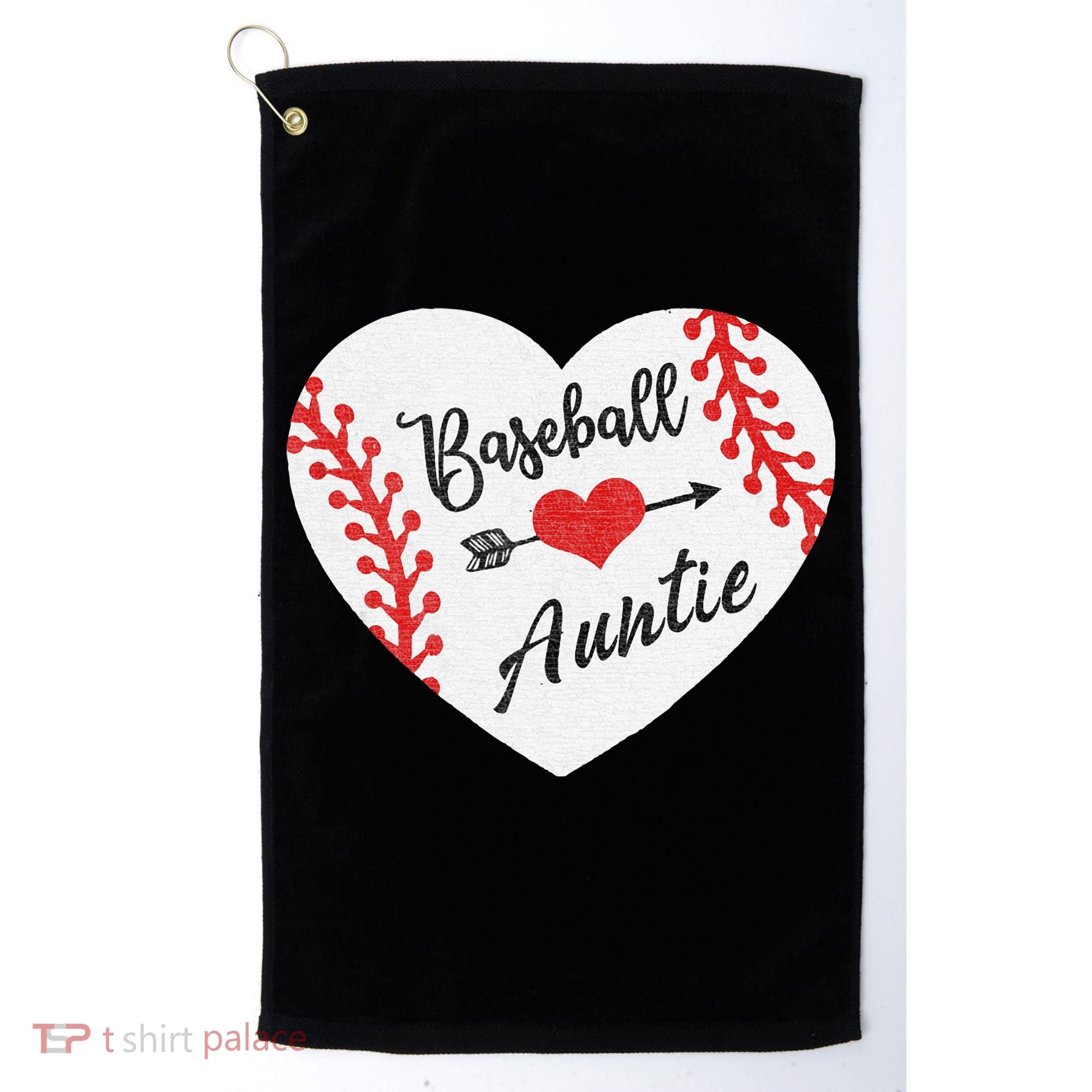 Baseball Auntie Aunt Heart Softball Golf Towel