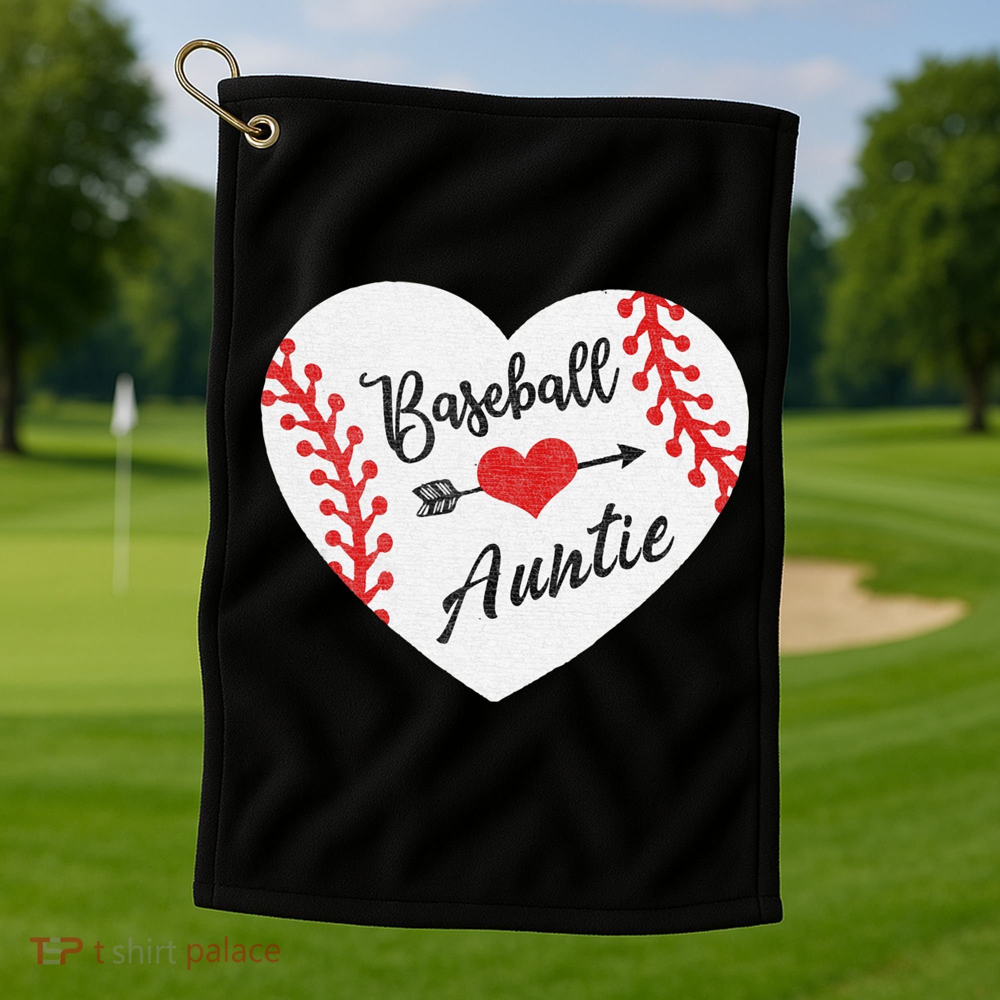 Baseball Auntie Aunt Heart Softball Golf Towel
