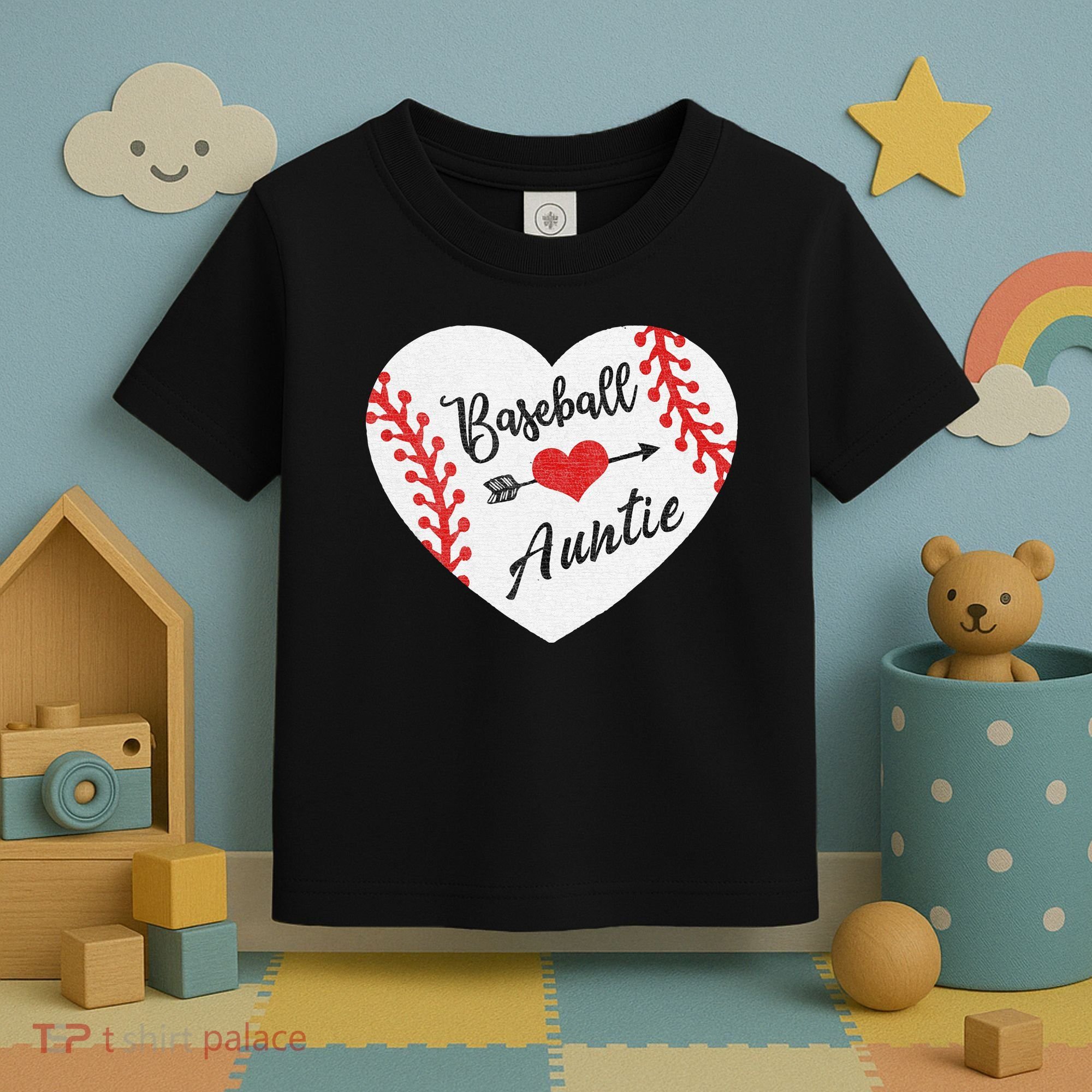 Baseball Auntie Aunt Heart Softball Toddler T-Shirt