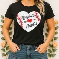 Baseball Auntie Aunt Heart Softball Women's T-Shirt thumb 2