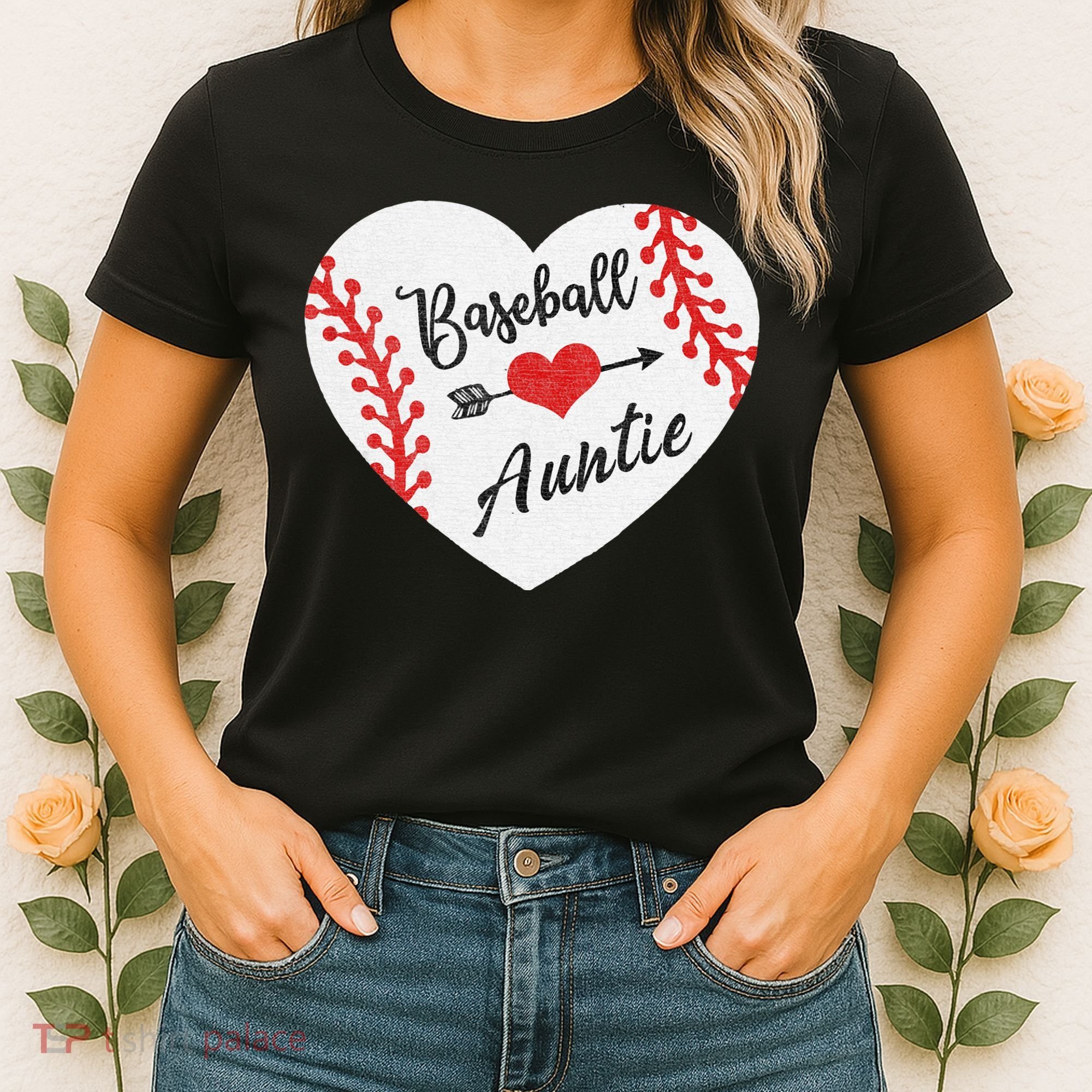 Baseball Auntie Aunt Heart Softball Women's T-Shirt
