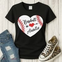 Baseball Auntie Aunt Heart Softball Women's T-Shirt thumb 3