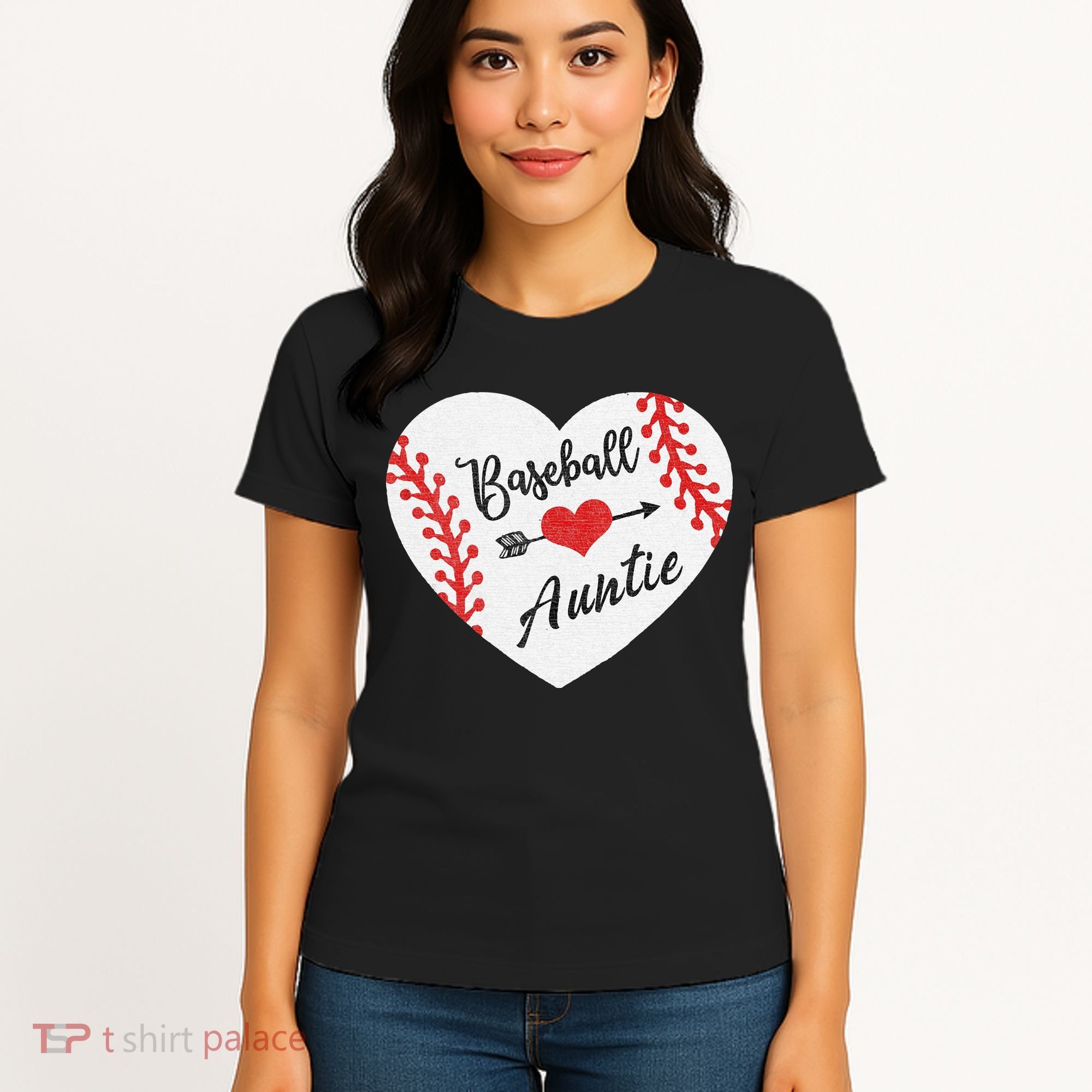 Baseball Auntie Aunt Heart Softball Women's T-Shirt