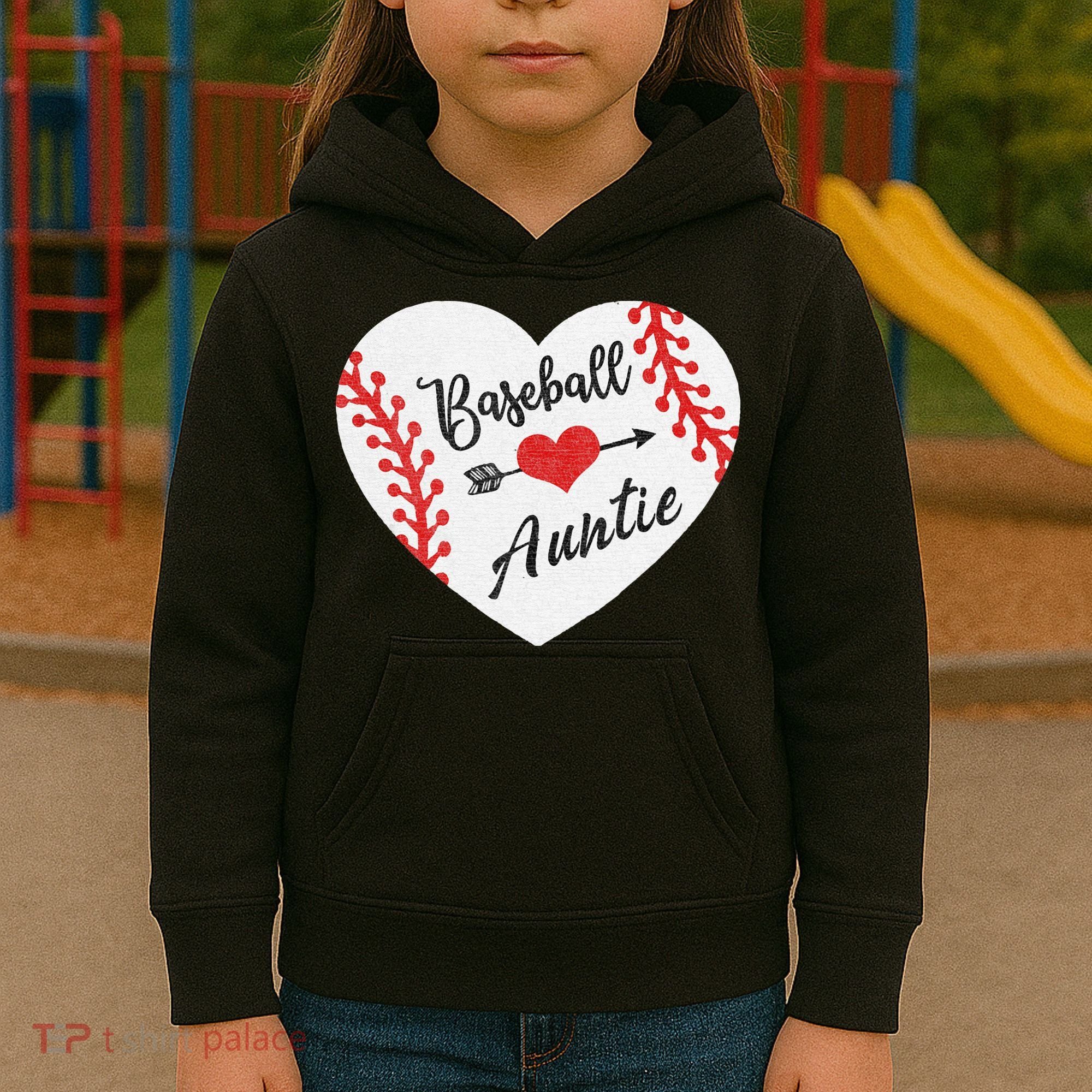 Baseball Auntie Aunt Heart Softball Kids Hoodie