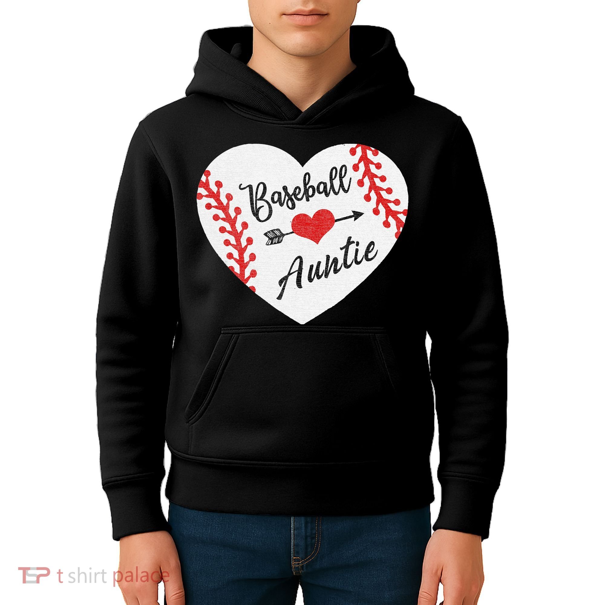 Baseball Auntie Aunt Heart Softball Kids Hoodie