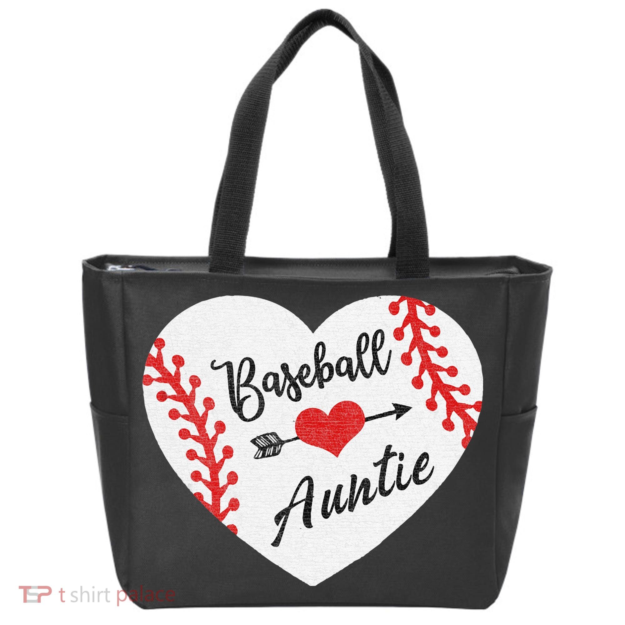 Baseball Auntie Aunt Heart Softball Tote Bag