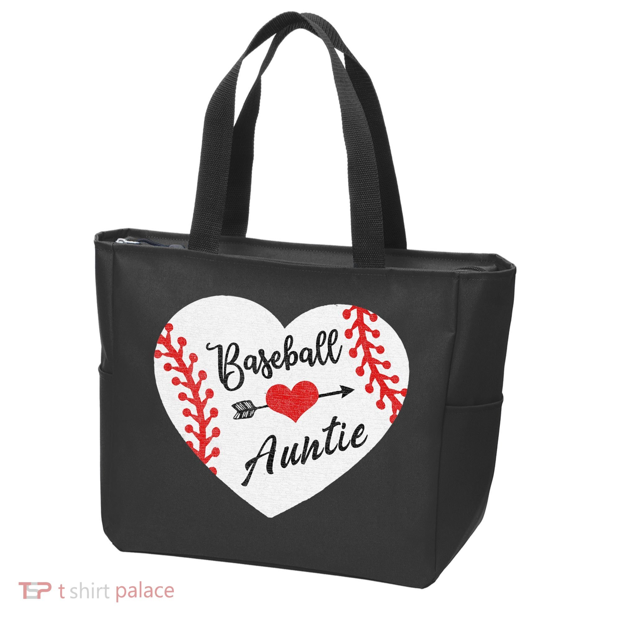 Baseball Auntie Aunt Heart Softball Tote Bag