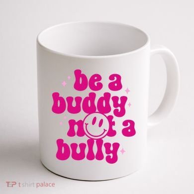 Be A Buddy Not A Bully Retro Smile Anti Bullying Unity Day Coffee Mug back