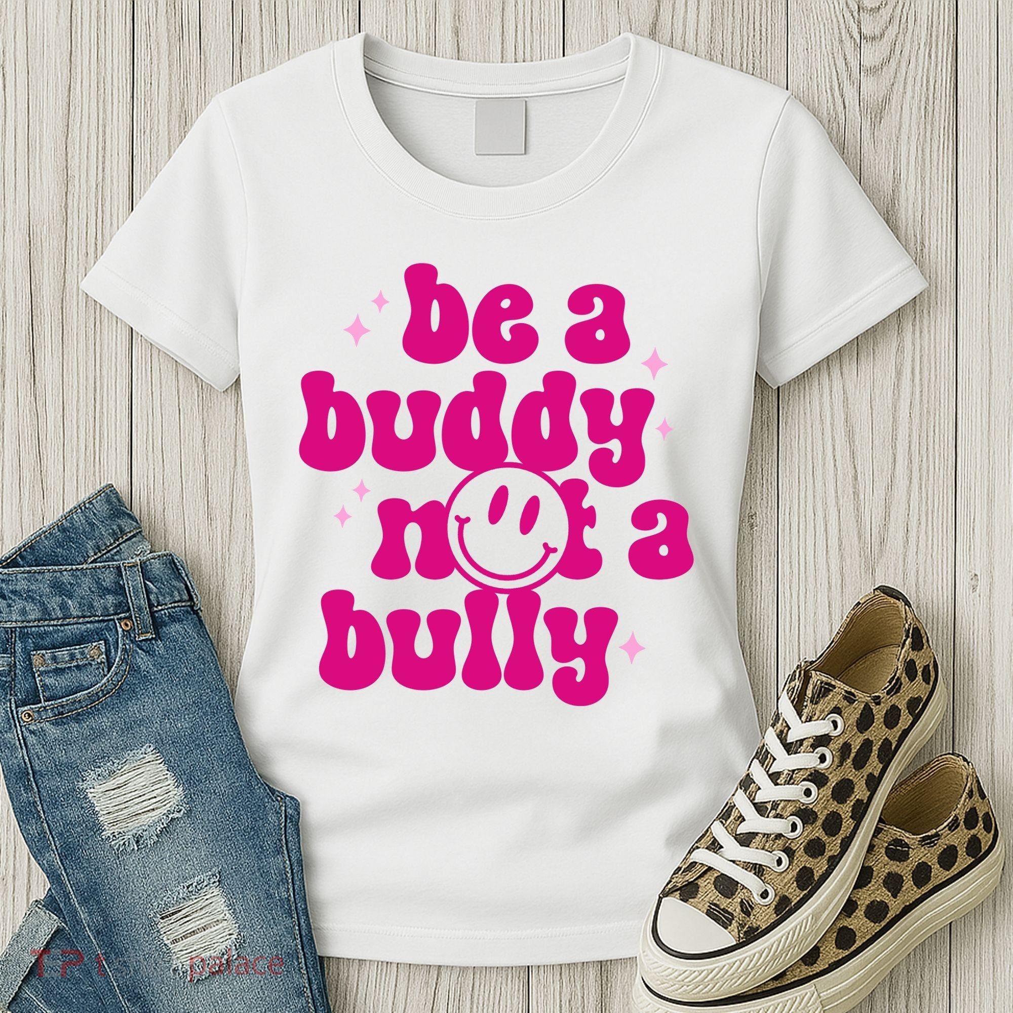 Be A Buddy Not A Bully Retro Smile Anti Bullying Unity Day Women's T-Shirt
