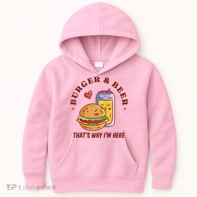 Burger And Beer That's Why I'm Here Kids Hoodie