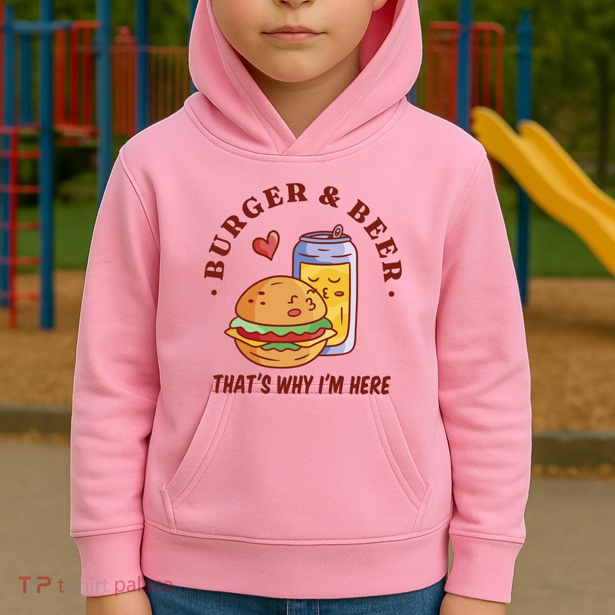 Burger And Beer That's Why I'm Here Kids Hoodie