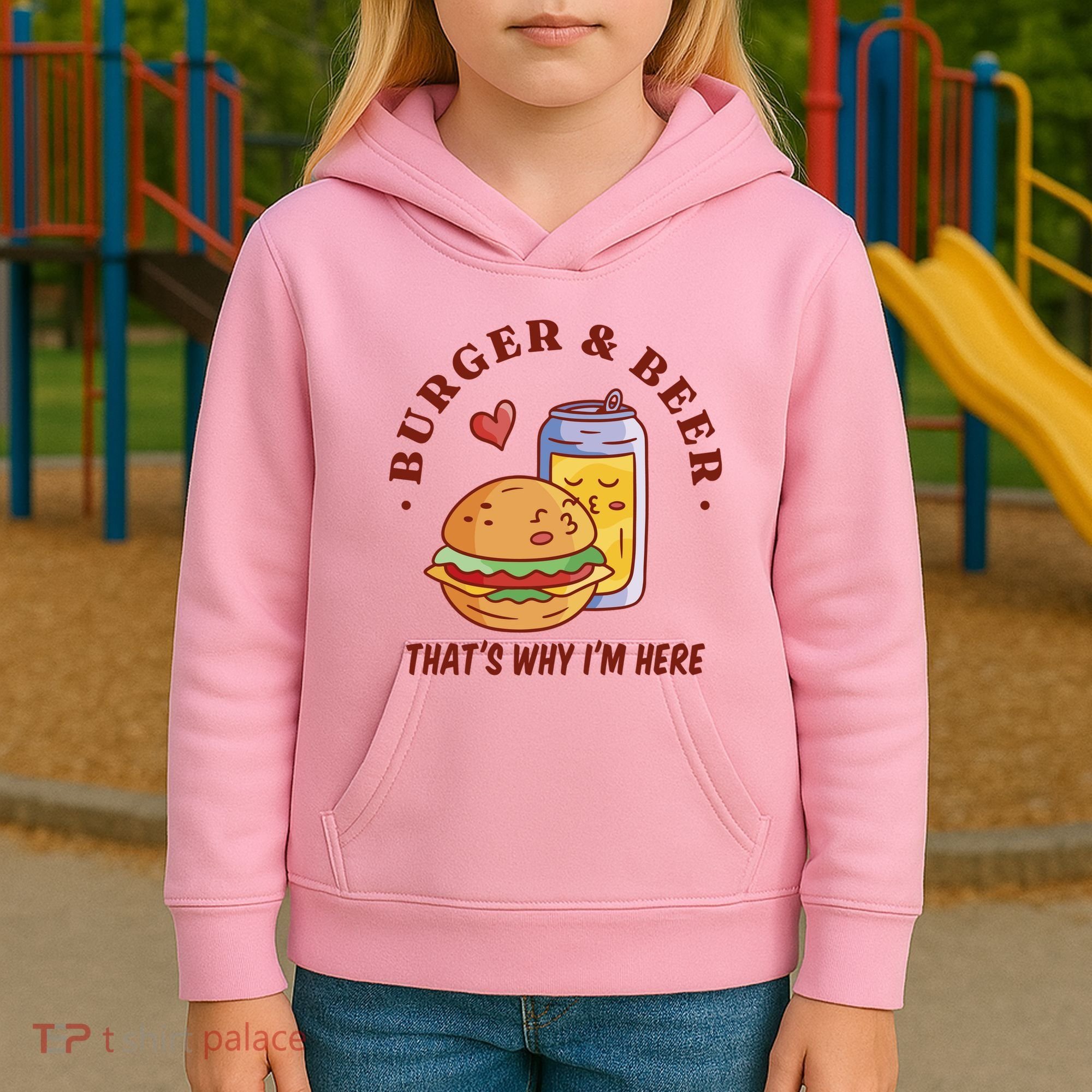 Burger And Beer That's Why I'm Here Kids Hoodie